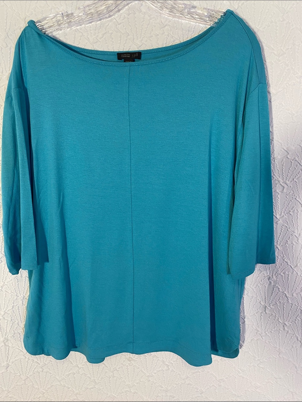 J. Jill Turquoise Boatneck three quarter sleeve SP casual comfortable fabric